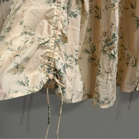 SELKIE Anthropologie NWT Medium Romantic Floral Mini Dress Ruched Spring Summer - Picture 7 of 10